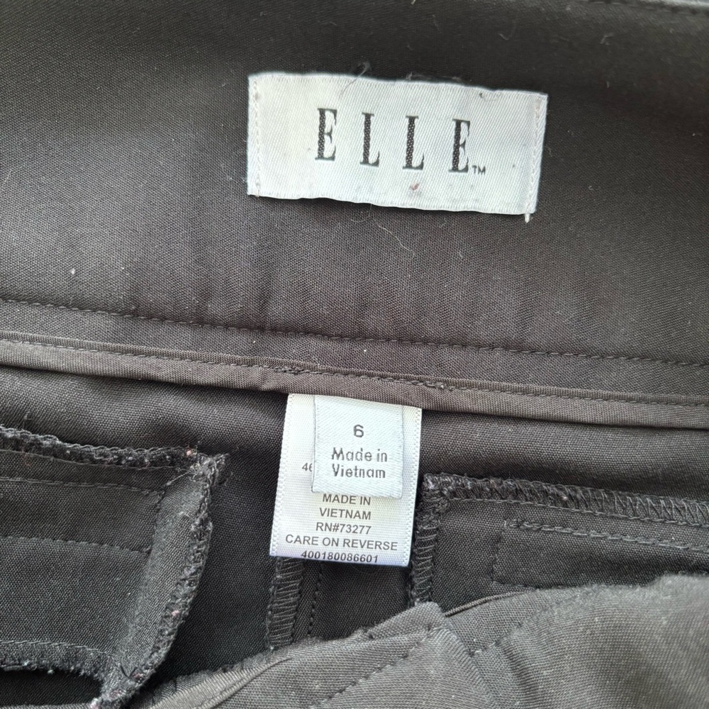 ELLE Dress Pants Size 6 Black Straight Leg Stretch Professional Work Trousers - Picture 7 of 10